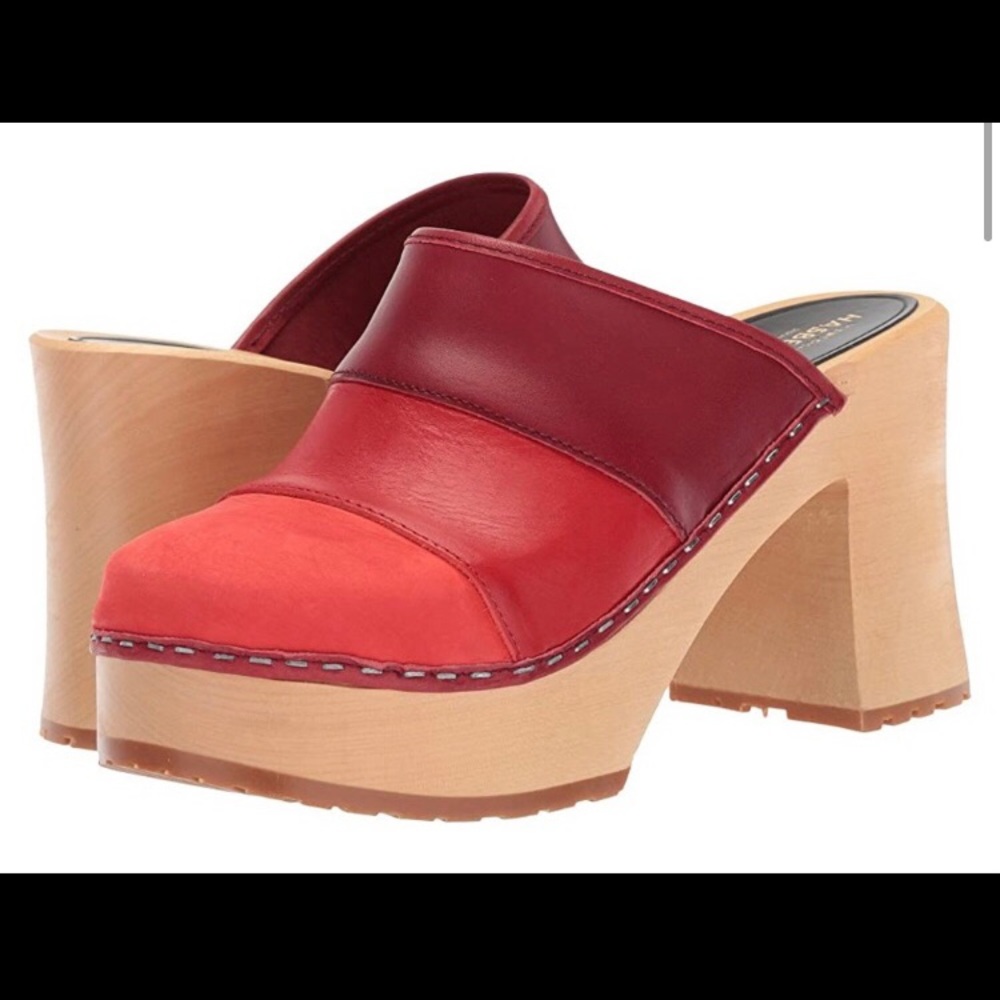 NEW NEVER WORN SWEDISH HASBEENS PLATFORM MULE
